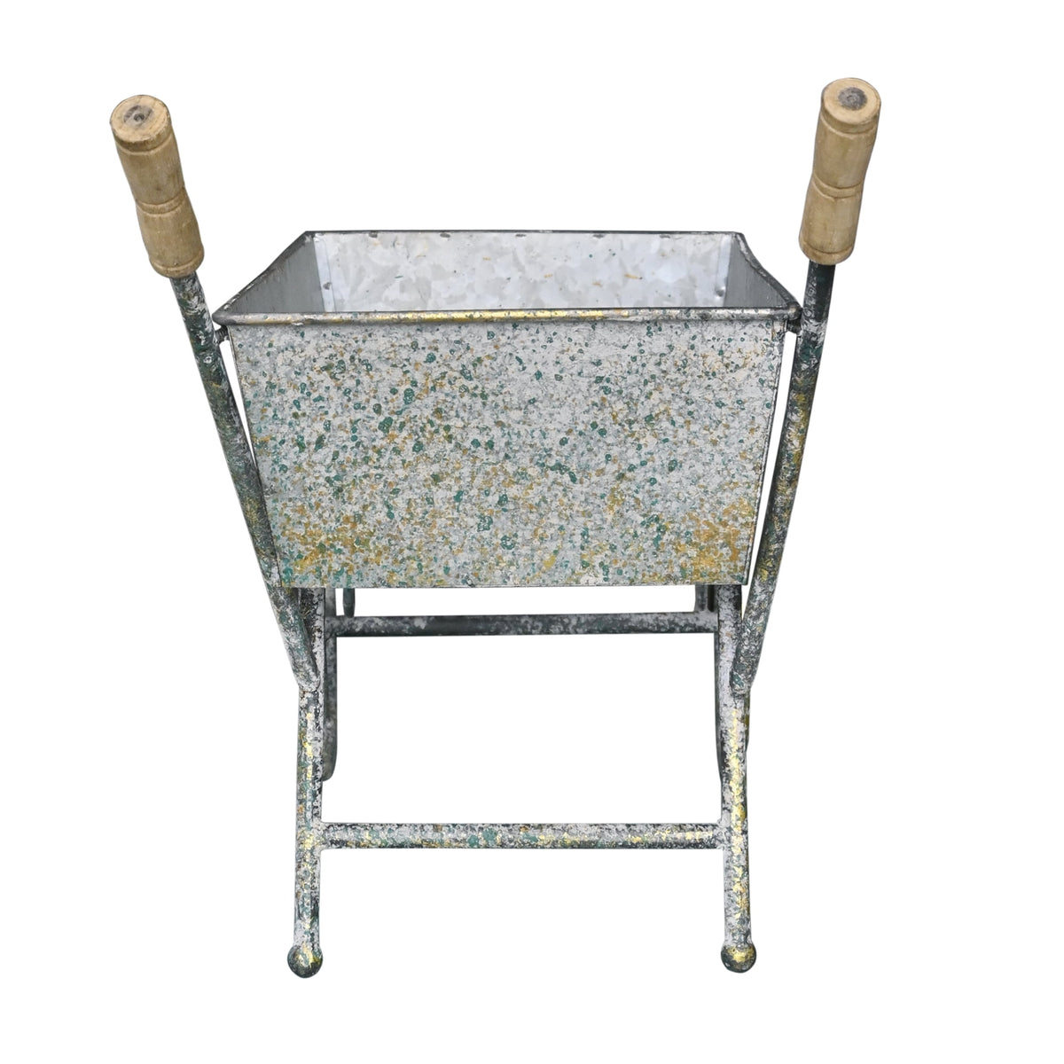 Rustic Metal Decor Vintage Metal Wheelbarrow Planter Cart, Small Flower Pot Holder for