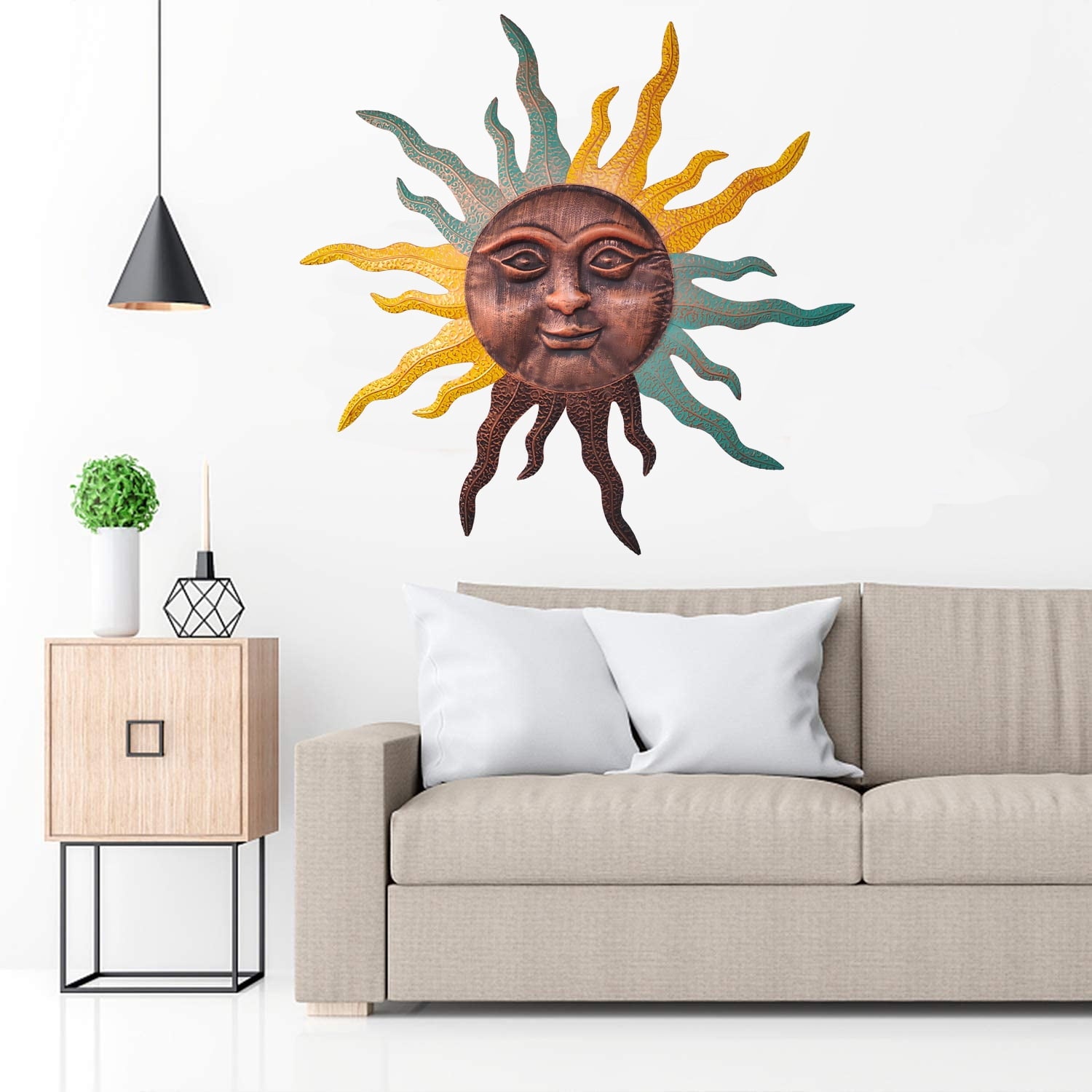 Rustic Metal Decor Large Metal Sun Wall Art Decor - 30 Inches Rustic Retro Sun Wall