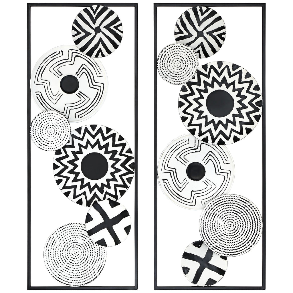Rustic Metal Decor Selke Black and White Discs 35 1/2" High Metal Wall Art Set of 2