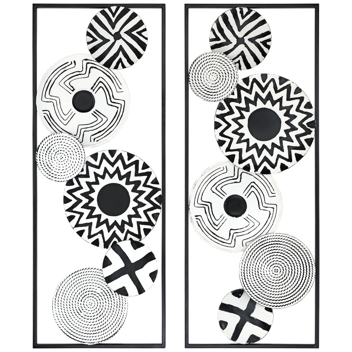 Rustic Metal Decor Selke Black and White Discs 35 1/2" High Metal Wall Art Set of 2