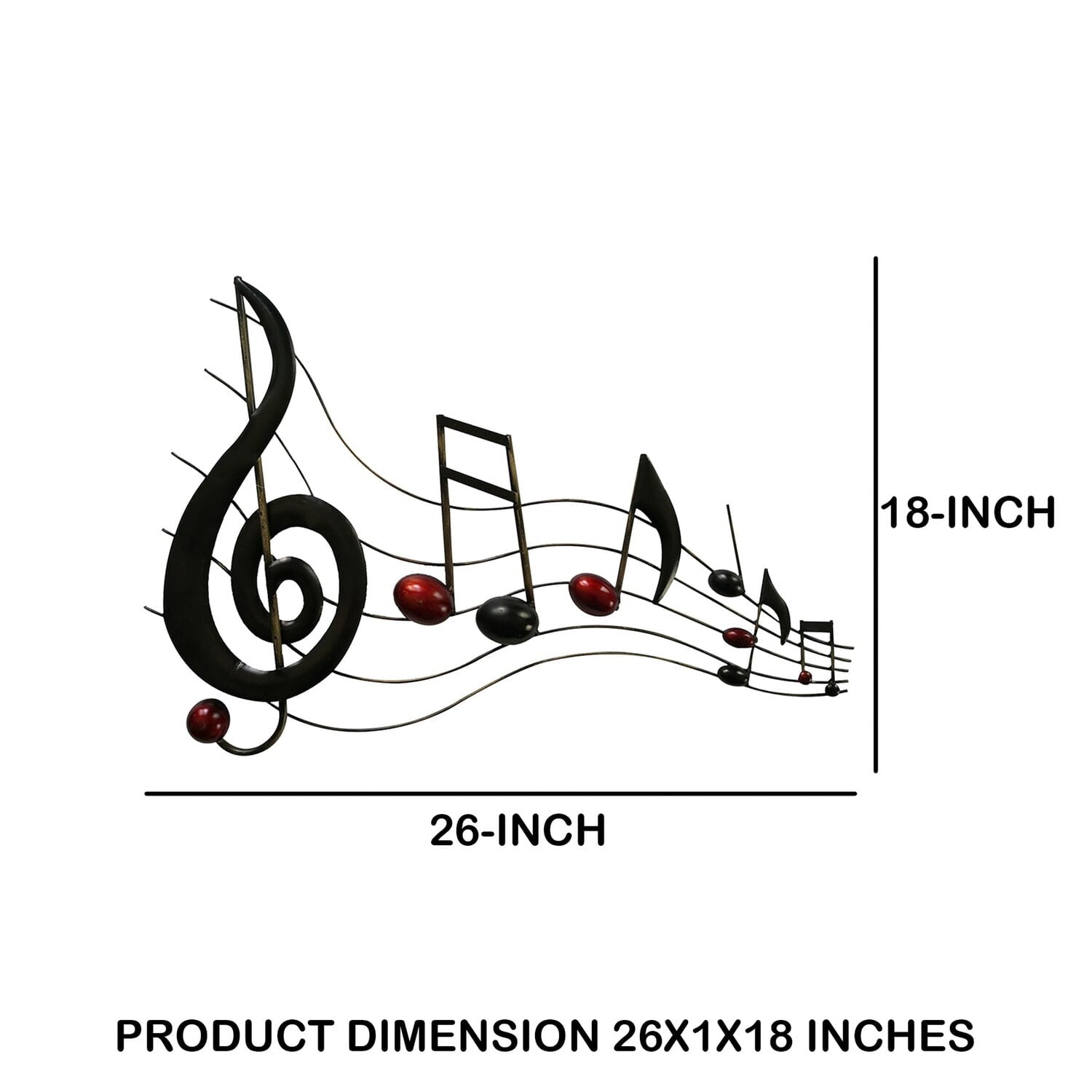Rustic Metal Decor Metal Musical Notes Wall Hanging Art Decor, Black and Copper