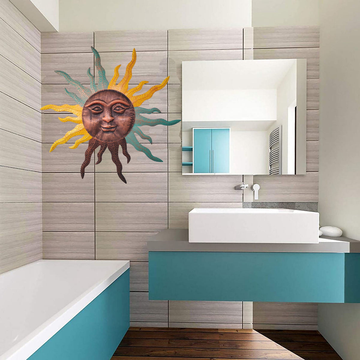 Rustic Metal Decor Large Metal Sun Wall Art Decor - 30 Inches Rustic Retro Sun Wall